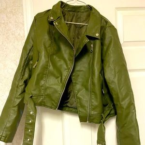 Green Faux Leather Jacket
